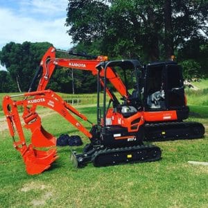 Excavators for hire at a property in the Byron Shire