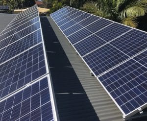 Solar Panels on a large roof in Byron Bay