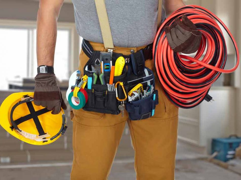 Electrician With Construction Tools And Cable — Coughran Electrical Electrician services in Northern Rivers Byron, NSW